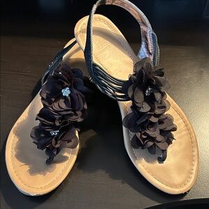 Material Girl Black Floral Embellished Sandals